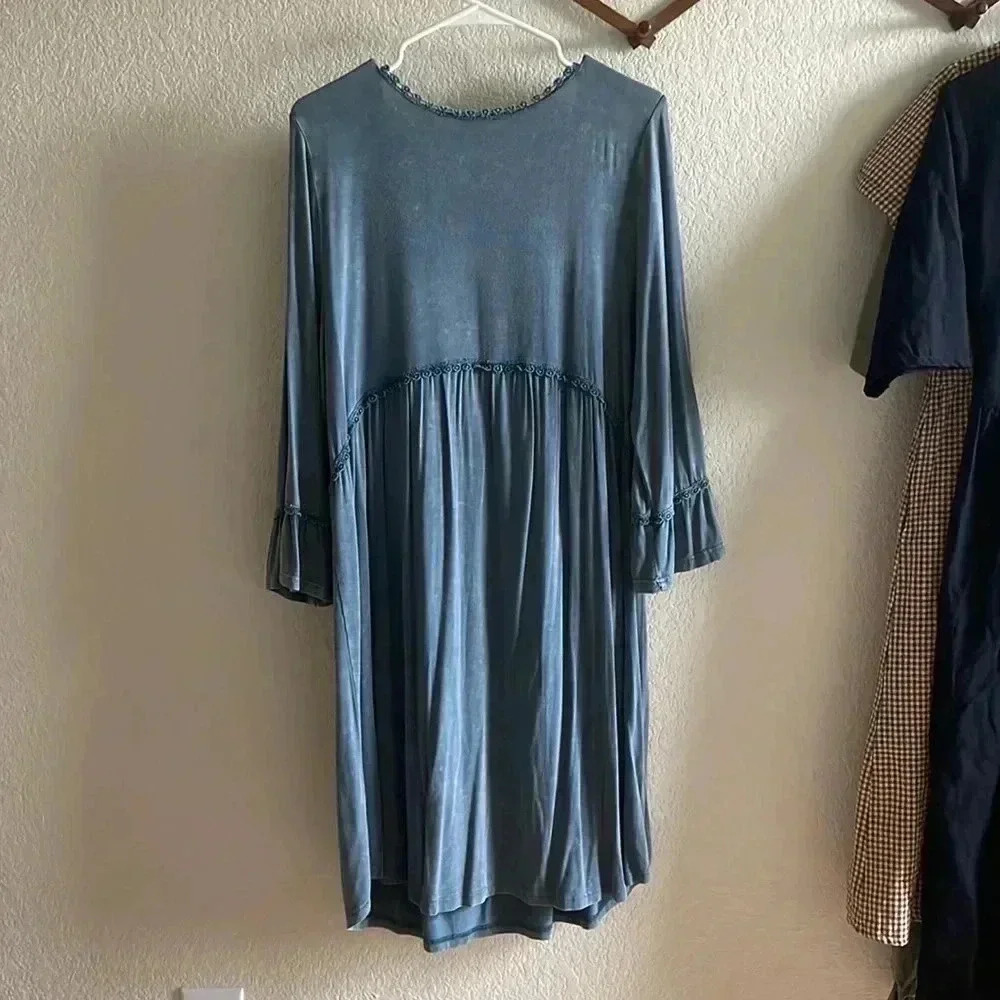 JODIFL Blue Dress w/ Bell Sleeves - Picture 4 of 5